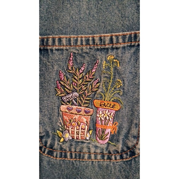 Casey Coleman Denim Barn Chore Jacket Woman's ML Embroidered Pockets Plants - Picture 5 of 7